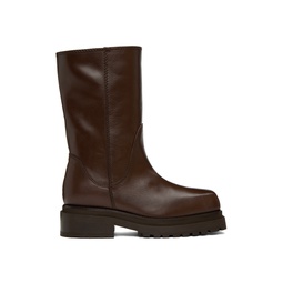 Brown Stacked Boots 232830F114001