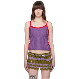 Purple   Red Cable Tank Top 241470F111001