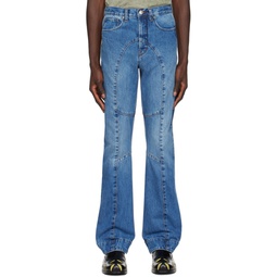 Blue Paneled Jeans 241470M186000
