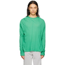 Green Darted Long Sleeve T Shirt 231470M213001