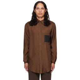 SSENSE Exclusive Brown Patched Shirt 222470M192011