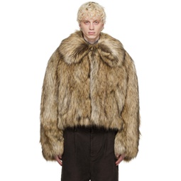 Beige Oversized Faux-Fur Jacket 232830M179000