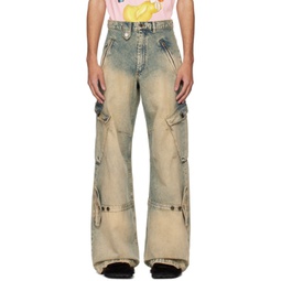 Beige Cargo Pocket Jeans 241830M186020