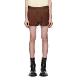 Brown Double Buckle Shorts 241830M193003