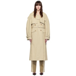 Beige Double Breasted Trench Coat 241790F067000