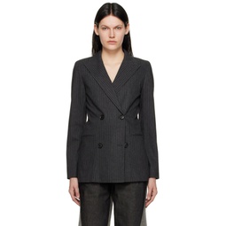 Gray Pinstripe Blazer 222790F057000