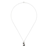 Silver   Black Two Piece Cuboid Pendant Necklace 241979M145002