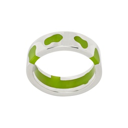 Silver   Green Classic Band Ring 241979M147007