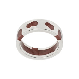 Silver   Brown Classic Band Ring 241979M147008