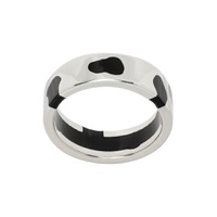 Silver   Black Classic Band Ring 241979M147009