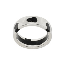 Silver   Black Classic Band Ring 241979M147009