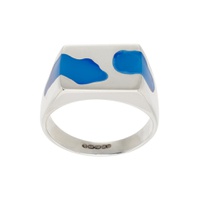 SSENSE Exclusive Silver   Blue Two Piece Ring 241979M147017