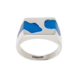 SSENSE Exclusive Silver   Blue Two Piece Ring 241979M147017