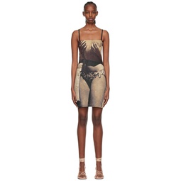 SSENSE Exclusive Brown Recycled Polyester Mini Dress 221752F052004
