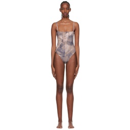 Grey Polyester One Piece Swimsuit 221752F103025