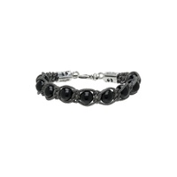 Silver   Black Large Beaded Bracelet 222883M142046