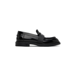 Black Brushed Leather Loafers 241951M231001