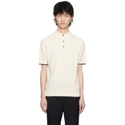 Off White Ribbed Polo 241951M212014