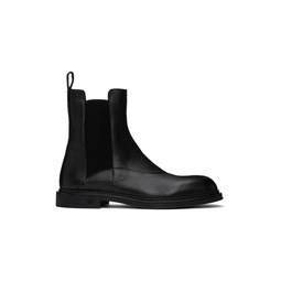 Black Grained Leather Chelsea Boots 241951M223000