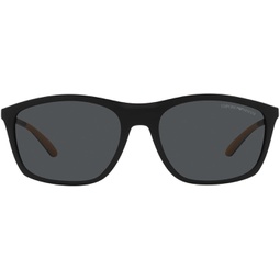Emporio Armani Mens EA4179F Low Bridge Fit Square Sunglasses, Matte Black/Dark Grey, 59 mm