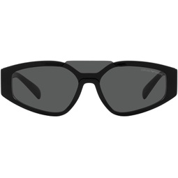 Emporio Armani Mens EA4194 Cat Eye Sunglasses, Shiny Black/Dark Grey, 29 mm