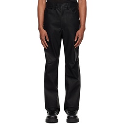 Black Wet Faux Leather Pants 241940M191006