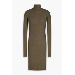 Ribbed jersey mini turtleneck dress