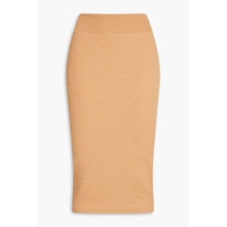 Ribbed cotton-blend skirt