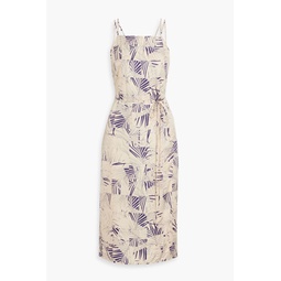 Carris wrap-effect printed twill midi dress