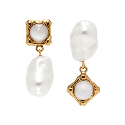 Gold Pearl   Stone Drop Earrings 241641F022001