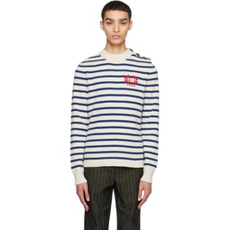 White Stripe Sweater 231641M201000