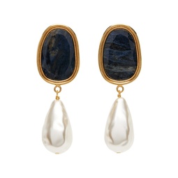 Blue Stone   Pearl Drop Earrings 221641F022036