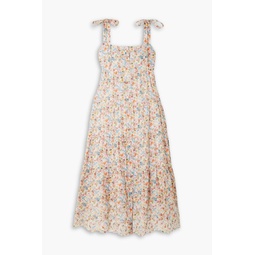 Georgia floral-print broderie anglaise linen and cotton-blend midi dress