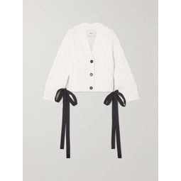ERDEM Agatha tie-detailed cable-knit cardigan