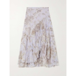 ERDEM Harlow asymmetric floral-print silk-georgette midi skirt