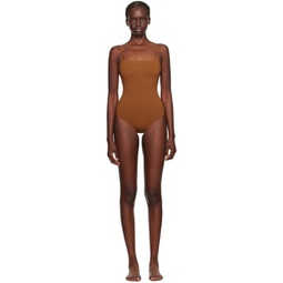 Brown Aquarelle One-Piece Swimsuit 232780F103001