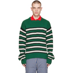 Green Stripes Sweater 222260M201035