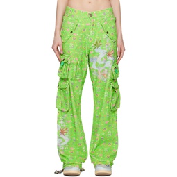 Green Glittered Trousers 232260F087004