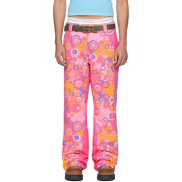 Pink Floral Down Trousers 232260M191019