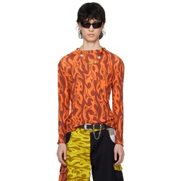 Orange Flame Long Sleeve T Shirt 241260M213017