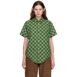 Green   Khaki Checkered Shirt 222260F109002