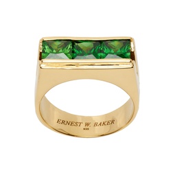 Gold   Green Three Stone Ring 231600M147014
