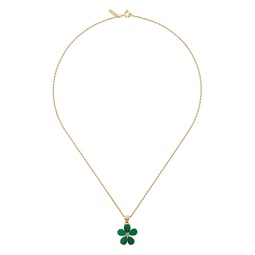 Gold   Green Flower Necklace 241600F023016