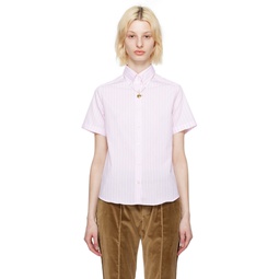 Pink   White Pinstripe Shirt 231600F109005