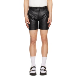 Black Four Pocket Leather Shorts 231600M193011