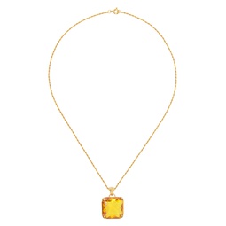 Gold   Yellow Large Stone Necklace 222600M145106