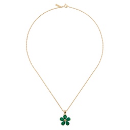 Gold   Green Flower Necklace 241600M145021