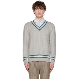 SSENSE Exclusive Gray Cable Knit Sweater 222600M206009