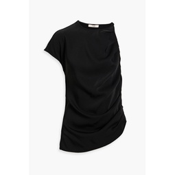 One-sleeve ruched jersey top