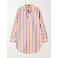ETRO Oversized embroidered striped cotton-poplin shirt